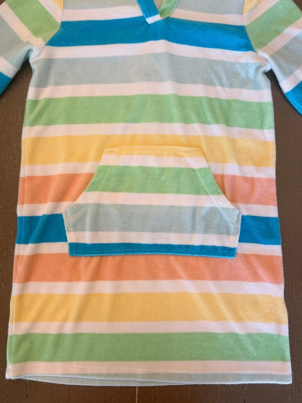 Lands’ End Girls’ Terrycloth Pastel Stripe Swim/Beach Cover-Up • Size 8 (M)